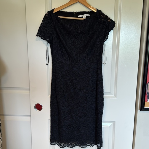 DVF Diane Von Furstenberg Ainsley Lace Sheath Dress Black - Picture 6 of 15